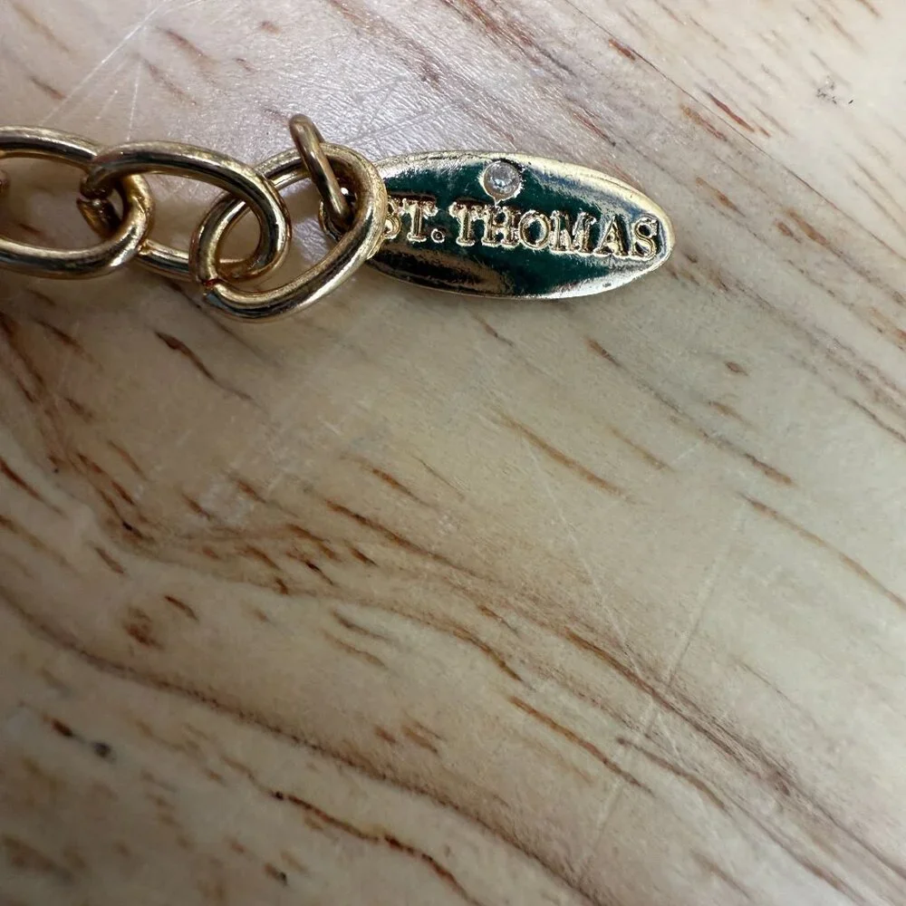 St. Thomas Gold & Black Pendant Necklace, Statement, Neutral, Chunky, Hammered - Picture 6 of 9